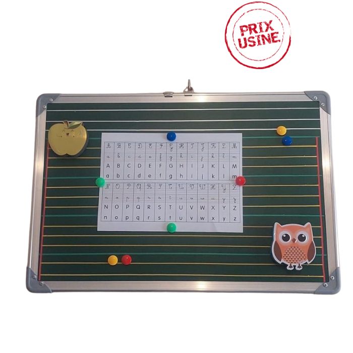 Tableaux scolaires magnétiques double faces blanc/vert 40/60