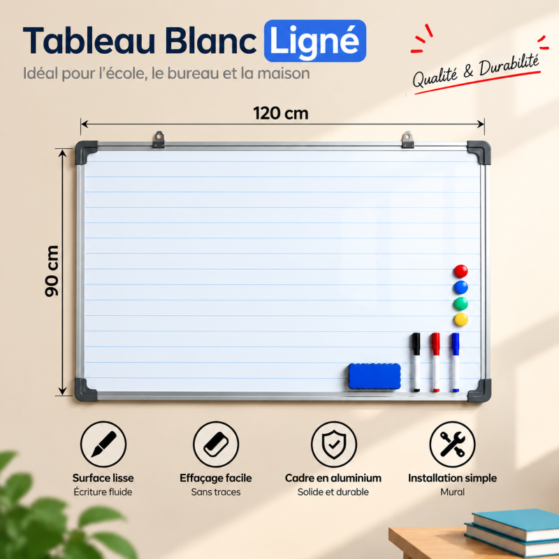 Tableau blanc ligné moderne